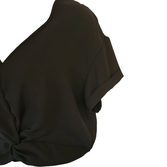 Beautiful Cropped Blouse V Neck Short Sleeve Size M - Picture 4 of 12